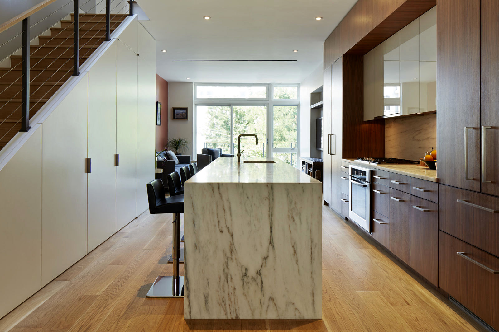 interior view of kitchen in brownstone renovation by SJDNY