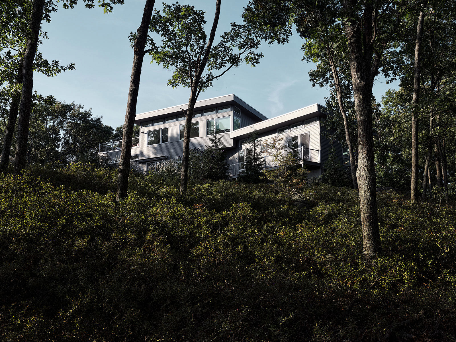 exterior of house Ocean View House, Charlestown Rhode Island at sunset