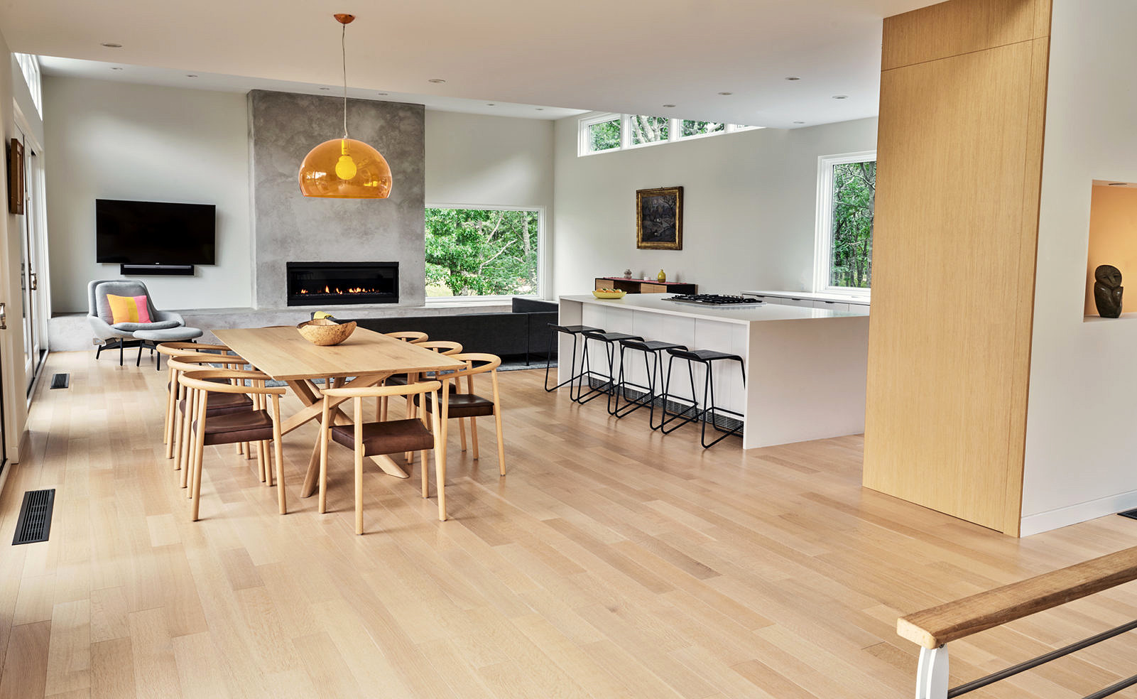 interior view of kitchen and living room in ocean view house