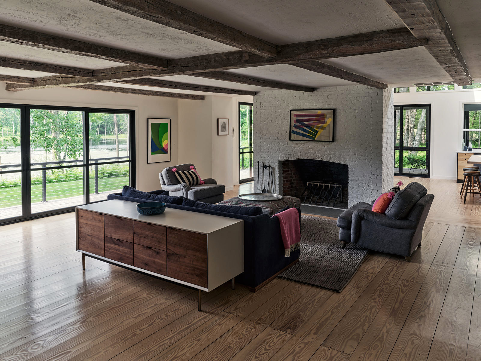modern rustic living room addition by new england architect sarah jefferys